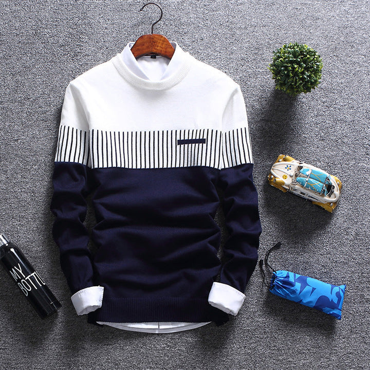 Drune | Pullover Wollmischung Normale Passform Rundhals Gestreiftes Design