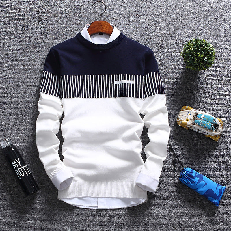 Drune | Pullover Wollmischung Normale Passform Rundhals Gestreiftes Design