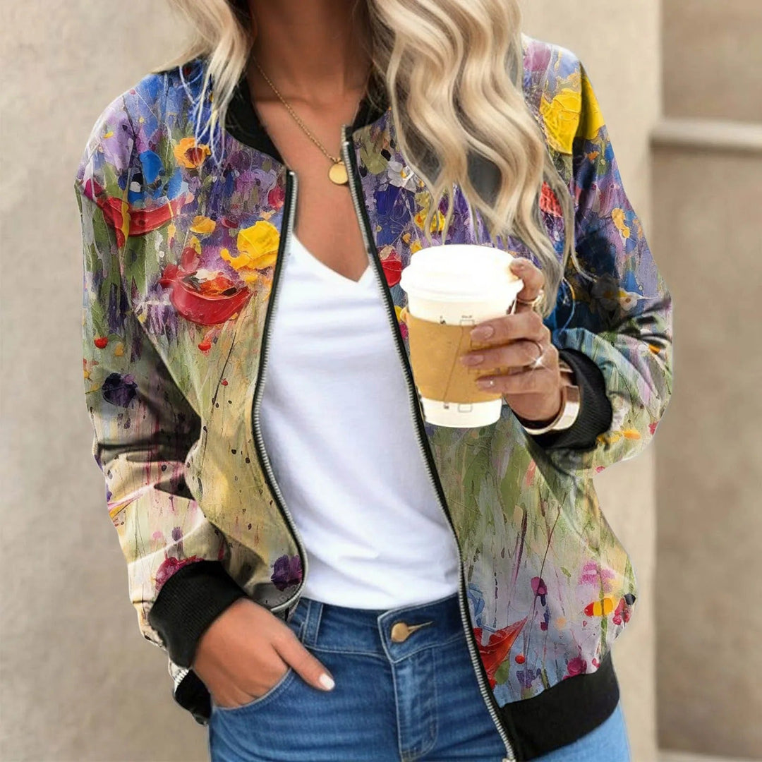 Drune | Damen Bomberjacke mit Blumenmuster