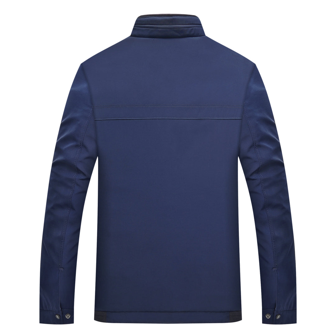 Herren Schlanke Stehkragen-Übergangsjacke mit Reißverschluss, wasserabweisender Außenfläche und geometrischem Futter Drune