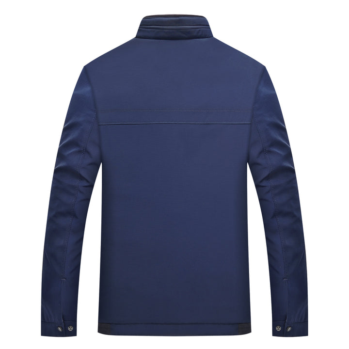 Herren Schlanke Stehkragen-Übergangsjacke mit Reißverschluss, wasserabweisender Außenfläche und geometrischem Futter Drune