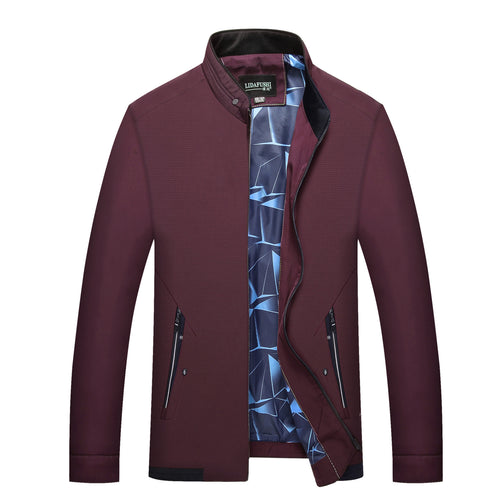 Herren Schlanke Stehkragen-Übergangsjacke mit Reißverschluss, wasserabweisender Außenfläche und geometrischem Futter Drune