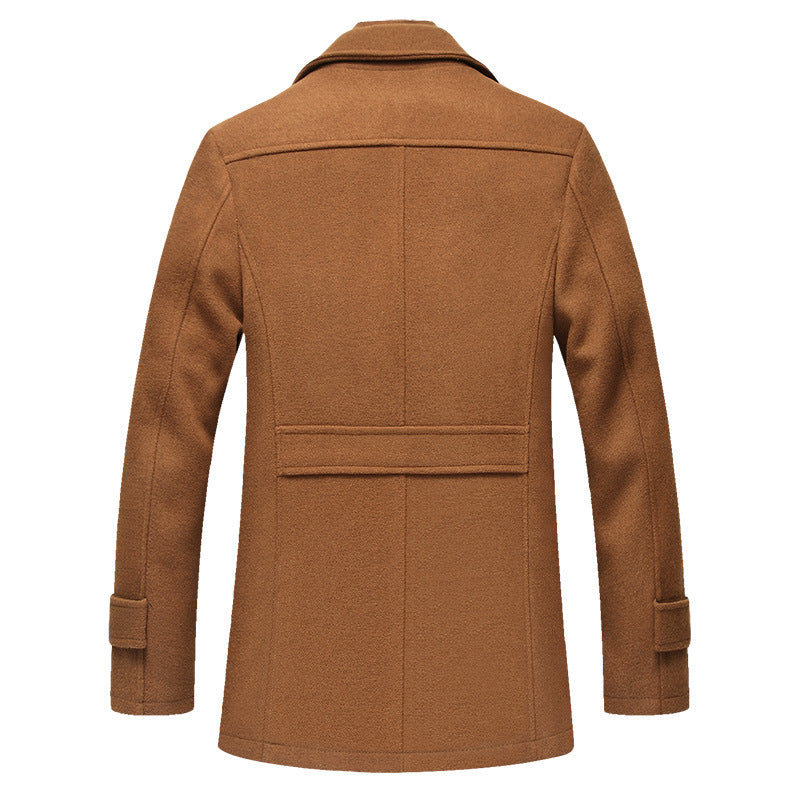 Herren Midilanger Wollmix-Kurzmantel mit integrierter gesteppter Innenjacke und Hemdkragen Drune