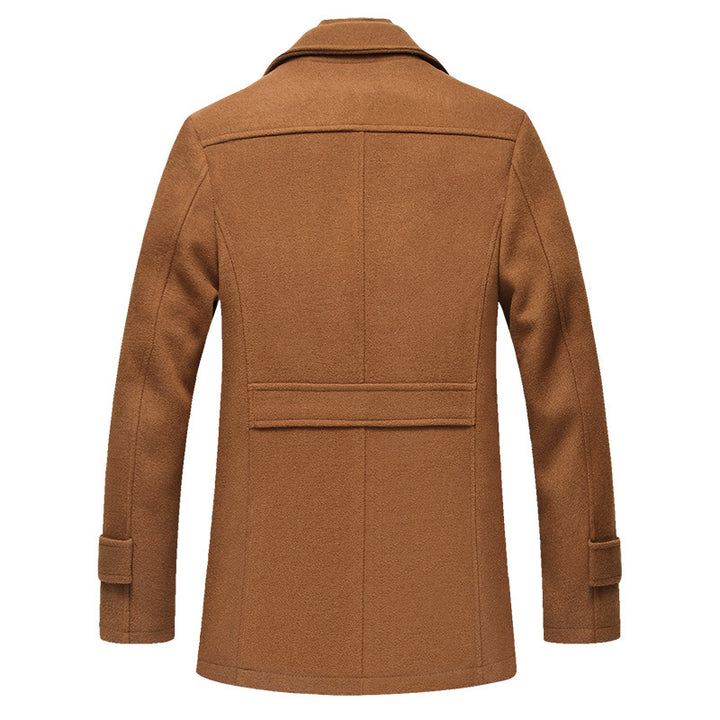 Herren Midilanger Wollmix-Kurzmantel mit integrierter gesteppter Innenjacke und Hemdkragen Drune