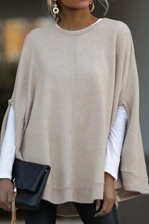 Drune | Rosiedress Rundhals Batwing Ärmel Umhang Top