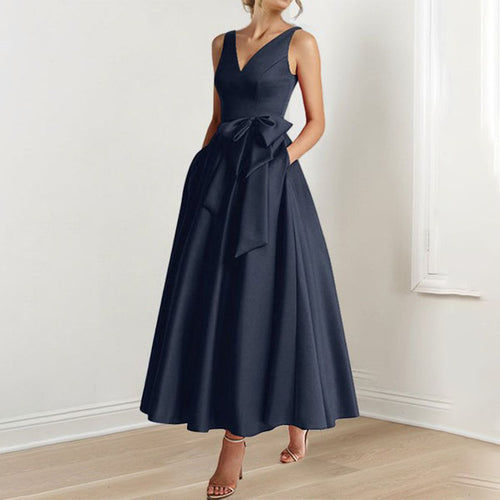 Drune | Vintage Glattes Ärmelloses Maxikleid