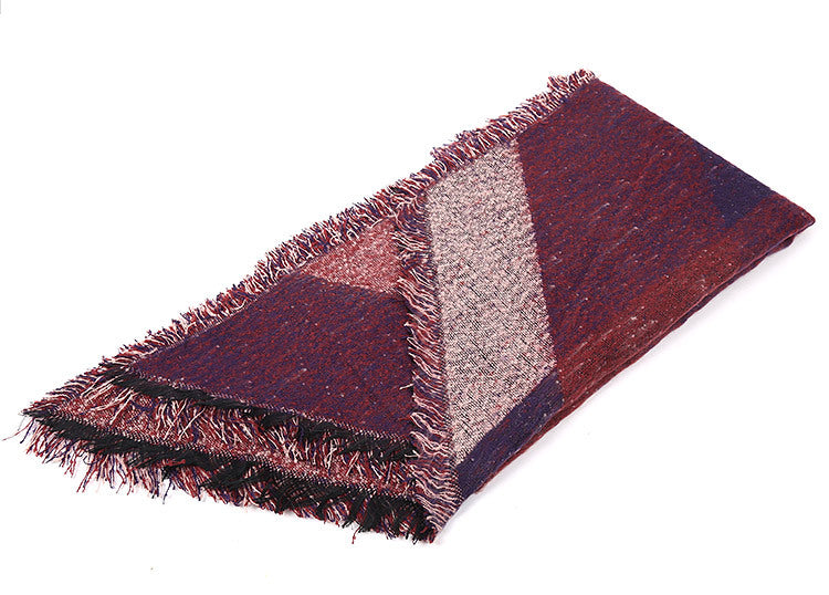 Damen Eleganter Fransen-Schal aus weichem Material mit geometrischem Muster Drune
