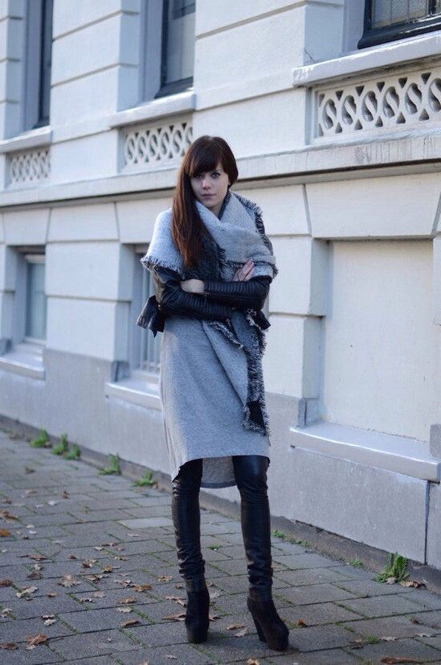 Damen Eleganter Fransen-Schal aus weichem Material mit geometrischem Muster Drune