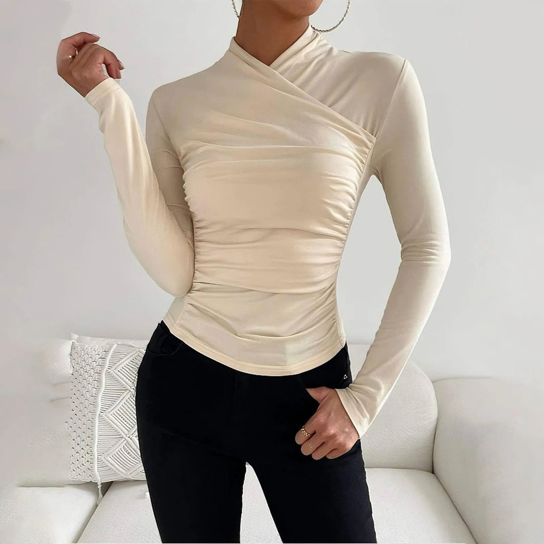 Drune | Elegante Herbst Wickelbluse mit langen Ärmeln für Frauen