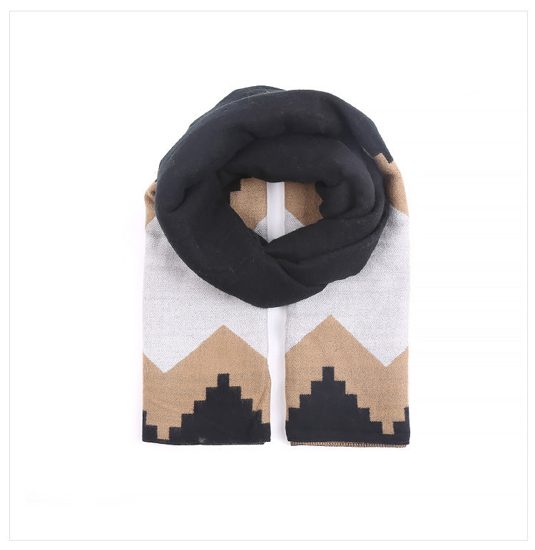Damen Oversized-Feinstrick-Schal mit geometrischem Jacquard und weichem Fall Drune
