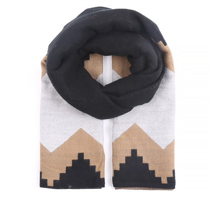 Damen Oversized-Feinstrick-Schal mit geometrischem Jacquard und weichem Fall Drune