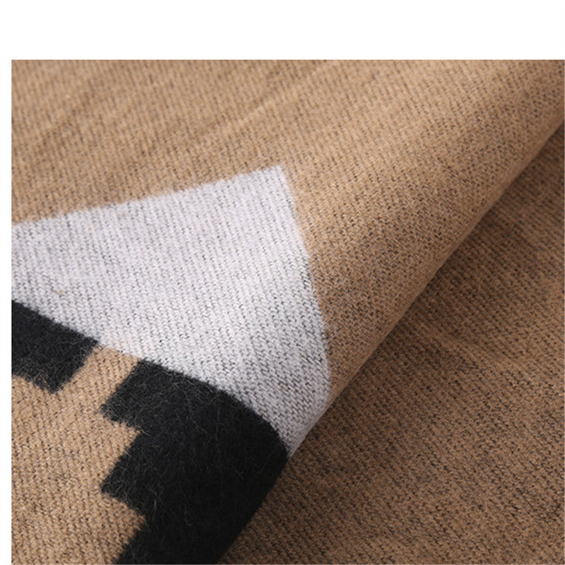 Damen Oversized-Feinstrick-Schal mit geometrischem Jacquard und weichem Fall Drune