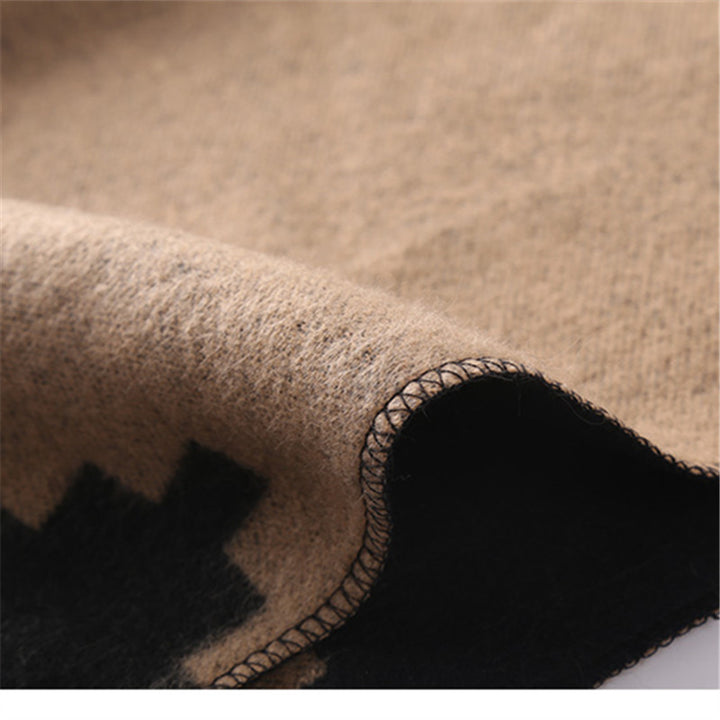 Damen Oversized-Feinstrick-Schal mit geometrischem Jacquard und weichem Fall Drune