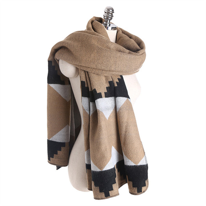 Damen Oversized-Feinstrick-Schal mit geometrischem Jacquard und weichem Fall Drune