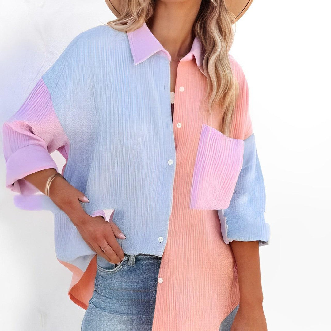 Drune | Colorblock Hemd Mit Knopfverschluss Für Damen