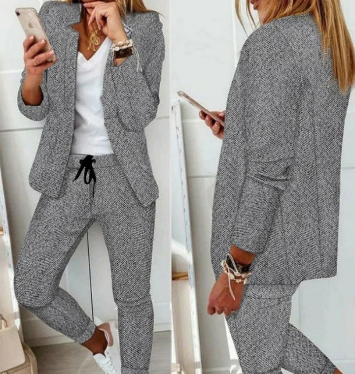 Drune | Anzug-Set Moderner Zweiteiler mit Weiter Hose Taillierter Blazerjacke