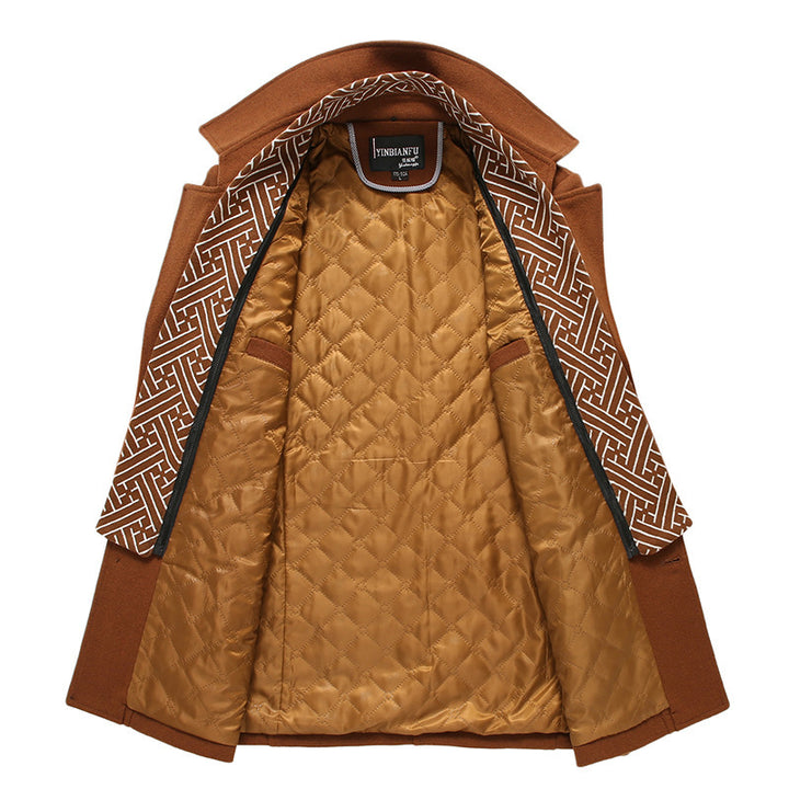 Herren mittellanger Wollmix-Mantel mit gesteppter Innenjacke, Schulterklappen und Reißverschluss-Brusttasche Drune