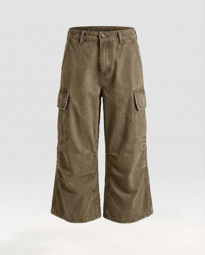 Damen Cargo-Culotte mit weitem Bein, tief sitzendem Bund und aufgesetzten Taschen Drune