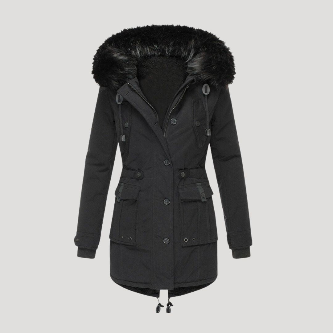 Drune | Damen wasserdichte Winterparka mit Kunstfellkapuze