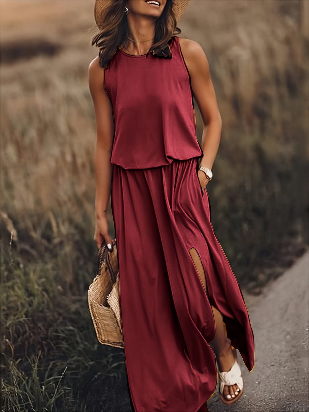 Drune | Damen Schwarzes Modal Boho Maxikleid Farben