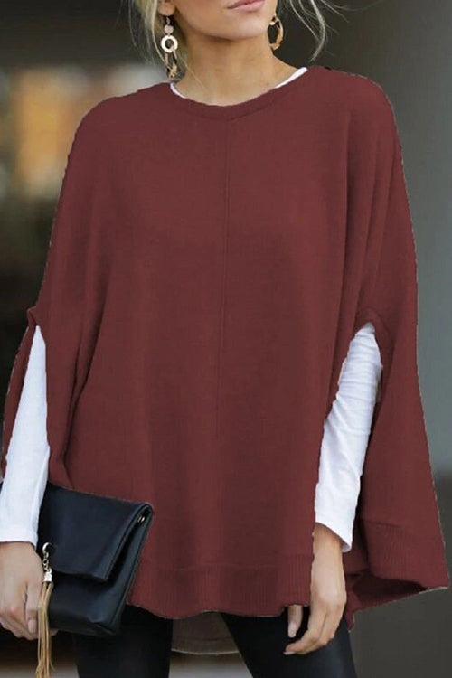 Drune | Rosiedress Rundhals Batwing Ärmel Umhang Top