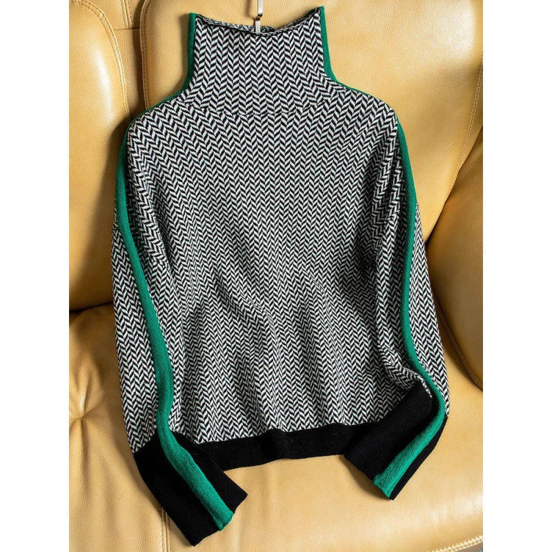 Drune Geometrisch gestrickter Rollkragenpullover