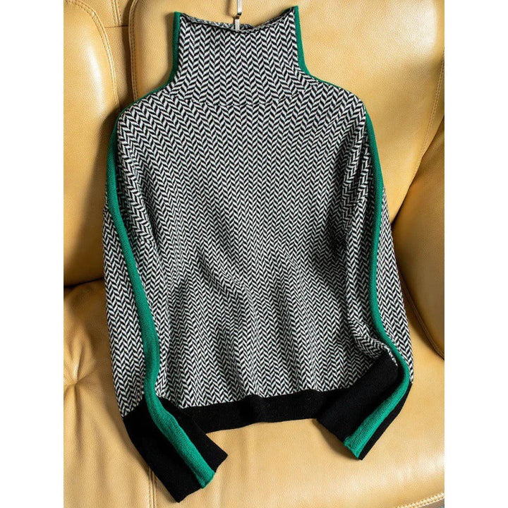 Drune Geometrisch gestrickter Rollkragenpullover