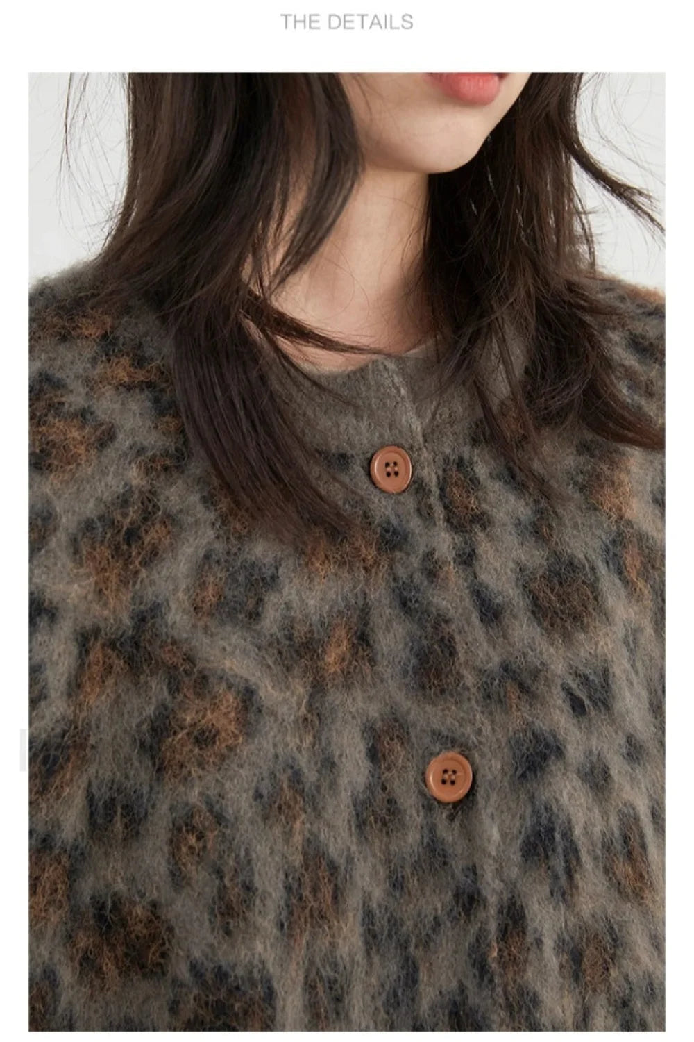 Drune | Cozy leopard print single-breasted cardigan