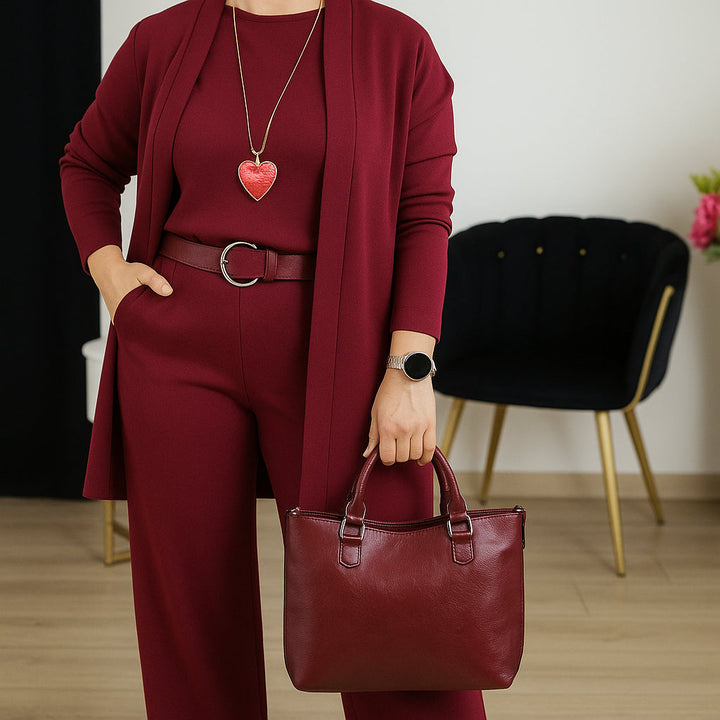 Drune | Stylish 3-piece set consisting of a long cardigan, top and trousers