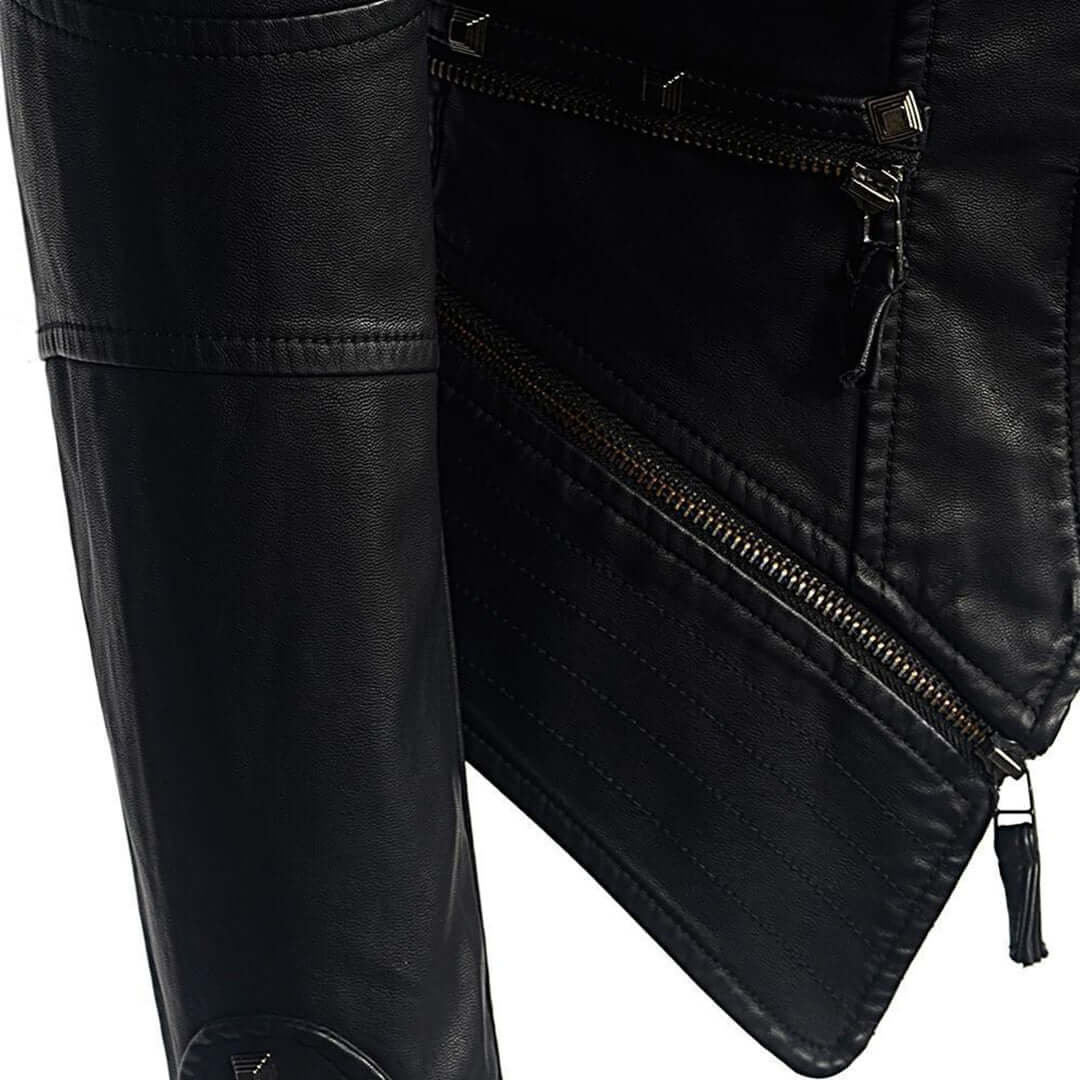 Drune | Damen Enganliegende Genietete Biker Lederjacke