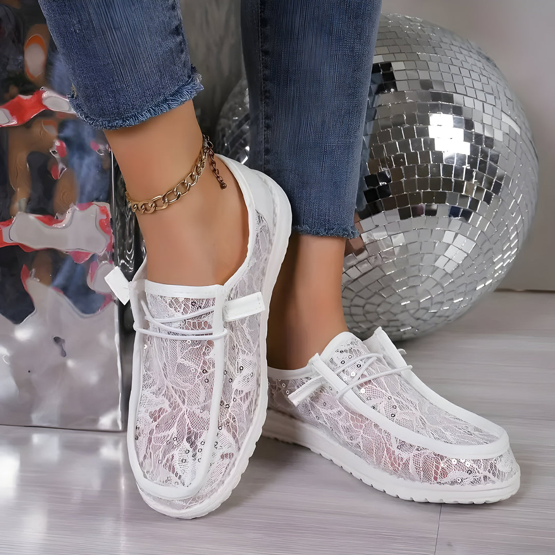 Mia | Damen Mode Spitze Turnschuhe Drune
