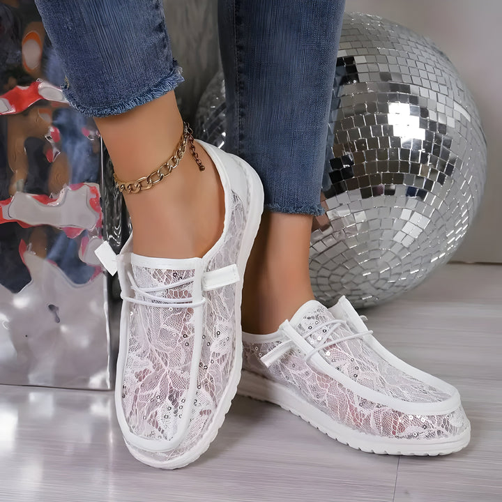 Mia | Damen Mode Spitze Turnschuhe Drune
