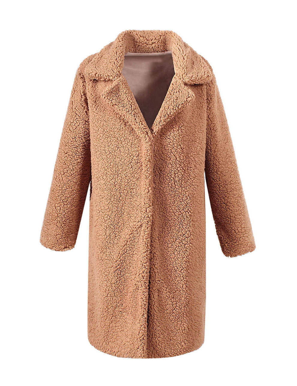 Damen Flauschiger Boucle-Mantel mit elegantem Revers und weitem Schnitt Drune