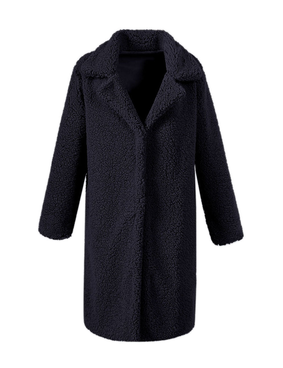 Damen Flauschiger Boucle-Mantel mit elegantem Revers und weitem Schnitt Drune