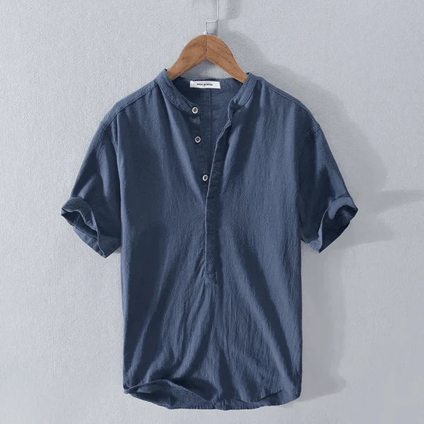 Drune | Casual Henley T Shirt mit Knopfleiste und Kurzarm