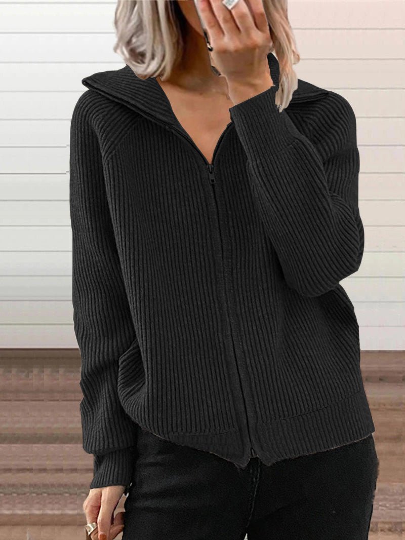Drune | Cozy cotton knit zip-up pullover jacket