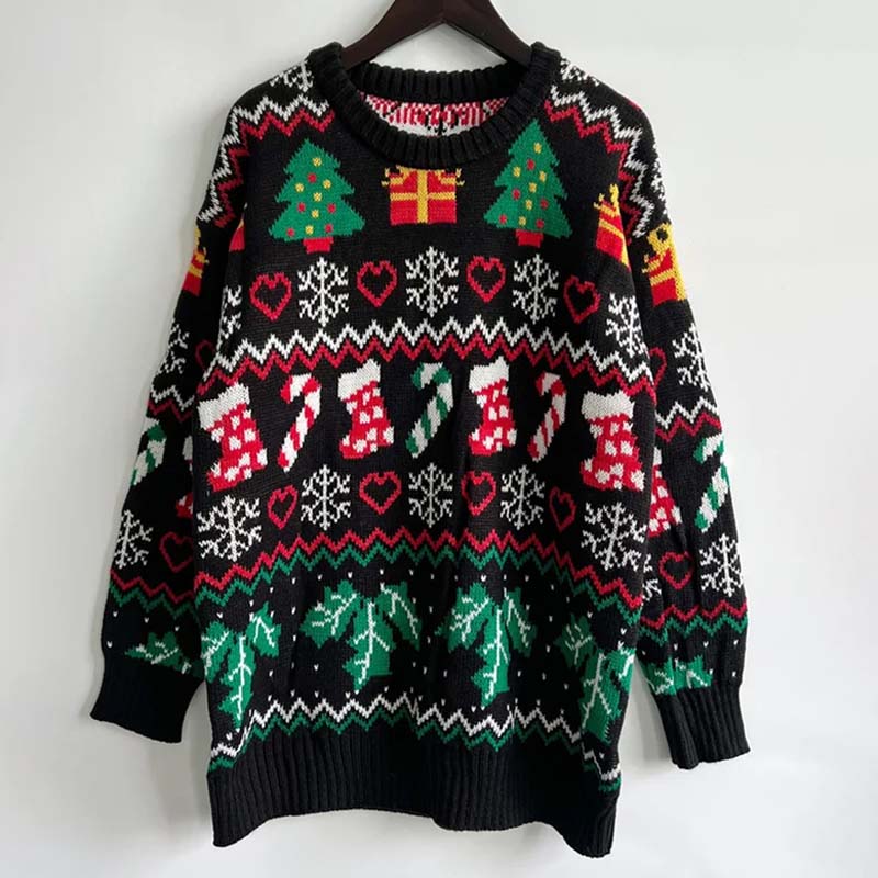 Drune | Weihnachtlicher Strickpullover Mit Schneeflockenmotiv