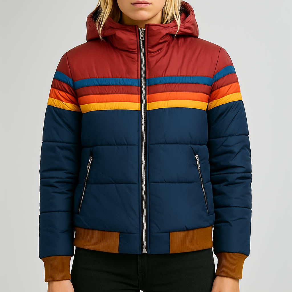 Drune | Damen Pufferjacke Kapfärbblock