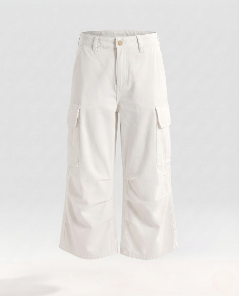 Damen Cargo-Culotte mit weitem Bein, tief sitzendem Bund und aufgesetzten Taschen Drune