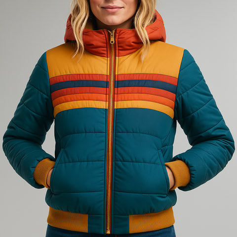 Drune | Damen Pufferjacke Kapfärbblock