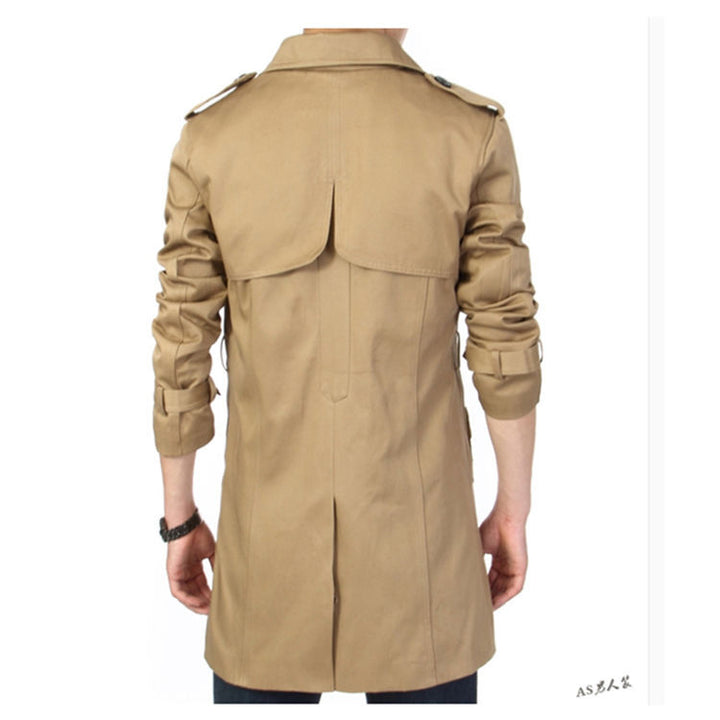 Herren Trenchcoat im klassischen Schnitt mit Schulterklappen Taillenriegel und verstellbaren Manschetten Drune