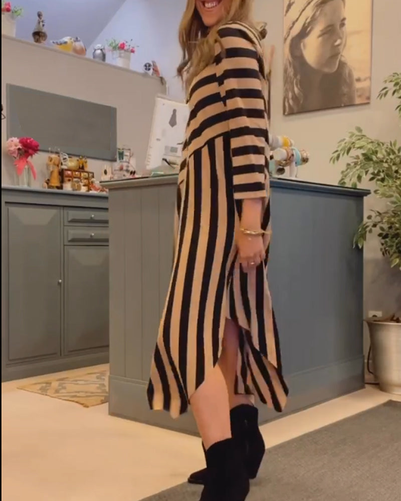 Drune | Gestreiftes Lockeres Freizeitkleid