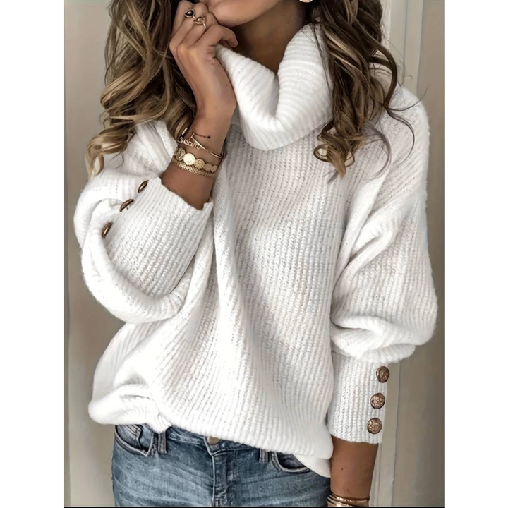 Drune - Damen Pullover mit Knopfärmeln und Rollkragen