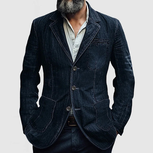 Drune | Jeans Blazer - Stylischer Denim-Sakko mit Vintage-Waschung