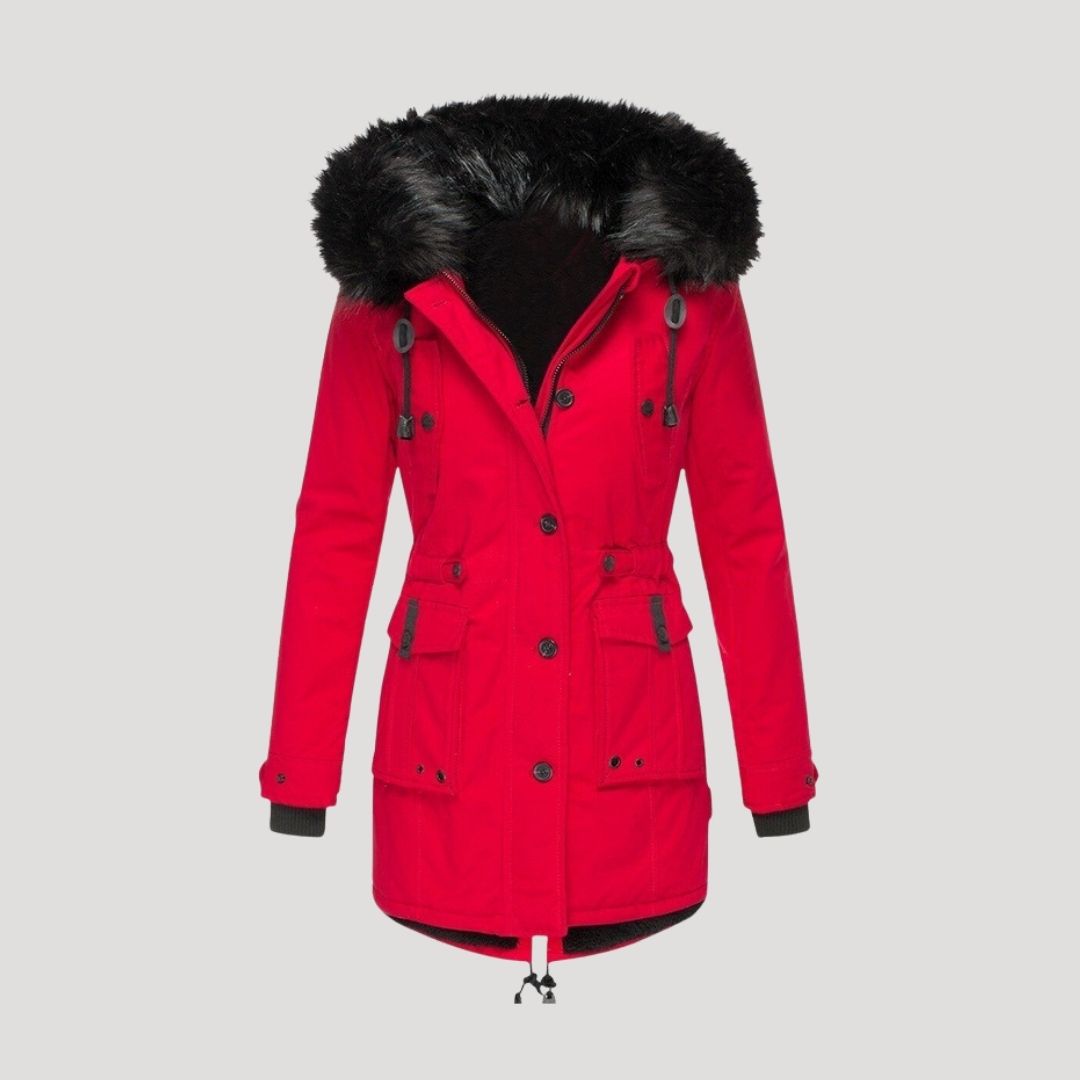 Drune | Damen wasserdichte Winterparka mit Kunstfellkapuze