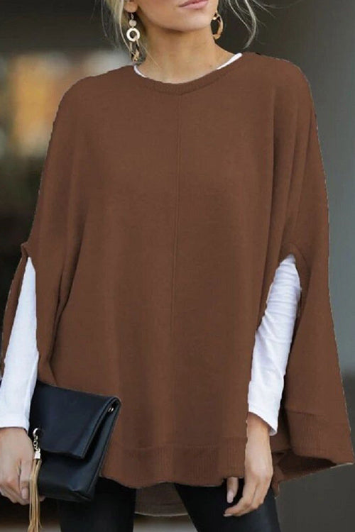 Drune | Rosiedress Rundhals Batwing Ärmel Umhang Top
