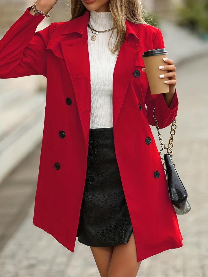 Drune | Damen Doppelreihiger Trenchcoat Mit Knopfdetails