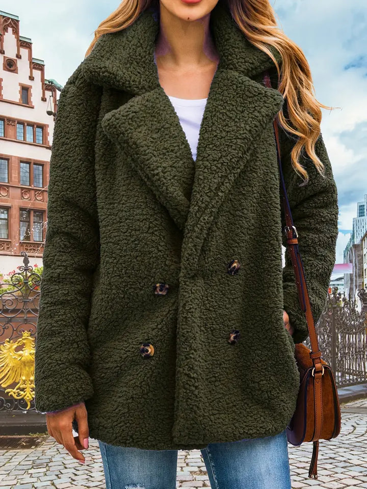 Drune | Doppelreiher Teddy Mantel mit Revers