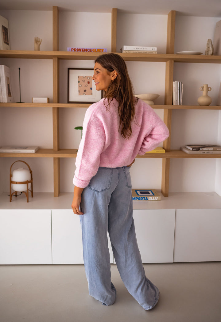 Drune | rosa gestepptes Cardigan für Layer-Looks