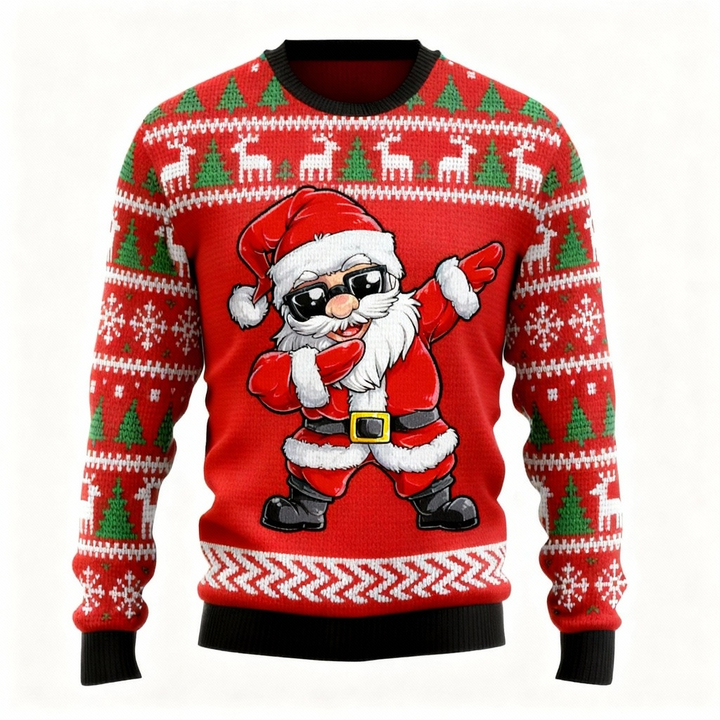 Drune | Santa Claus Muster Druck Pullover - Hässlich & Gemütlich Unisex Pullover
